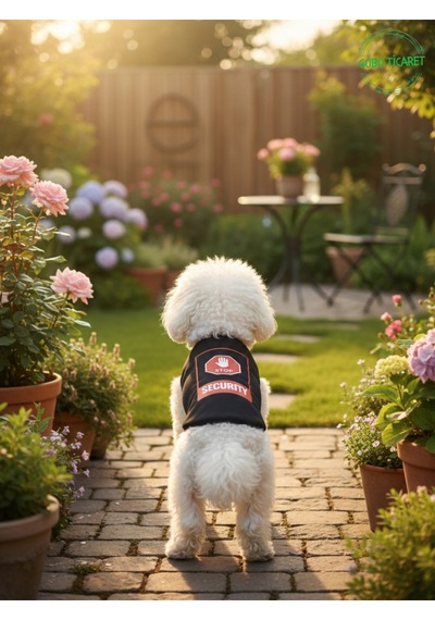 Siyah Stop Security Güvenlik Baskılı Kedi Ve Köpek Kıyafeti Tişörtü Elbisesi Medium/m/beden 2