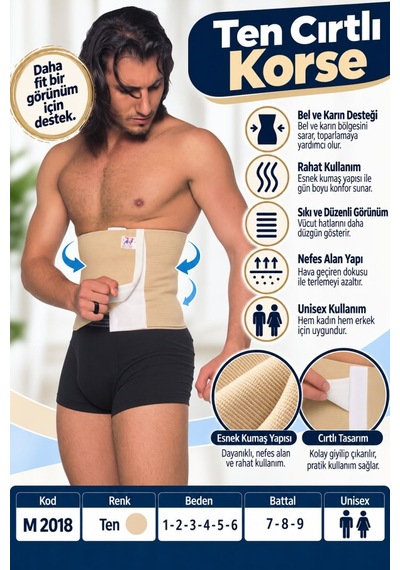 Ten Cırtlı Korse Unisex Ayarlanabilir Bel Ve Karın Korsesi M 2018 - Rylks Standart