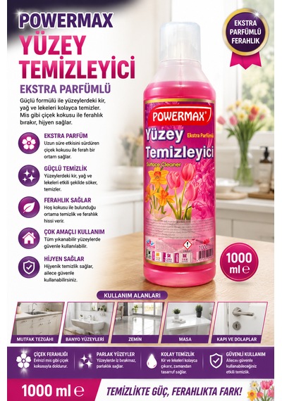 Powermax Çok Amaçlı Yüzey Temizleyici 1000 Ml X3 Set Genel Temizlik Ürünü 3'lü Set