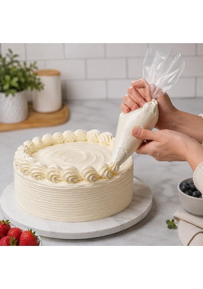 L Boy Tek Kullanımlık Krema Torbası, 50 Adet Şeffaf Pasta Ve Cupcake Süsleme Torbası