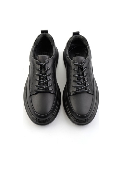 Siyah Hakiki Deri Erkek Sneaker E01535415003 Siyah