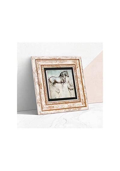 Ayrex Leonardo Da Vinci At Heykeli Taş Duvar Tablosu - Çerçeveli Taş Tablo - Dekoratif Duvar Sanatı - Modern Ev Ve Diğer