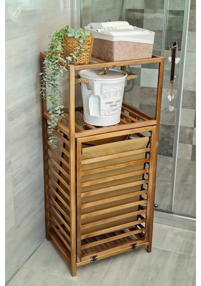 Digithome Ceviz Rengi Ahşap Kirli Sepetli Banyo Düzenleyici Raf Cvz01 Ceviz Digithome Ceviz Rengi Ahşap Kirli Sepetli Banyo Düzenleyici Raf Cvz01 Ceviz