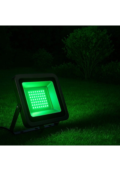 Elektrikle Çalışır, 50 Watt Yeşil Işık İç Ve Dış Mekan Slim Led Projektör, Yağmurdan Etkilenmez Yeşil