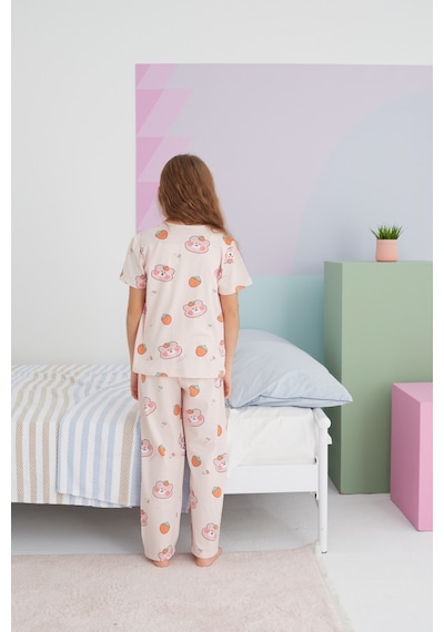 Siyah İnci Pamuklu Örme Pijama Takım 24117030 Çok Renkli