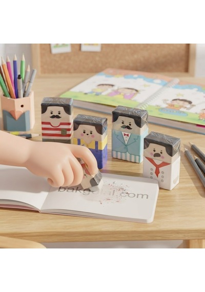 Eğlenceli Kelleşen Silgi Yakışıklı Adam Figürlü Tasarım Kurşun Kalem Silgisi - Komik Ofis Ve Okul Hediyesi - 9033931719179