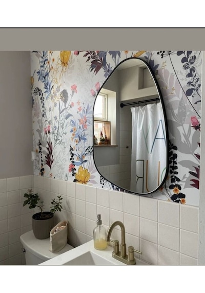 Asimetrik Ayna 75x55 Konsol Aynası, Dresuar Aynası, Duvar Aynası, 1.kalite Şişecam Marka Ayna 75 X 55 Siyah + Gri