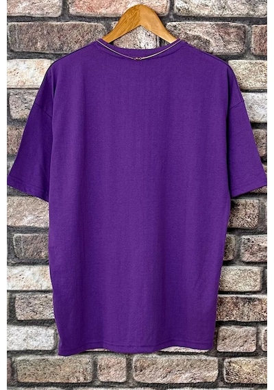 Erkek Belive İn Yourself Baskılı Oversize Tshirt Mor