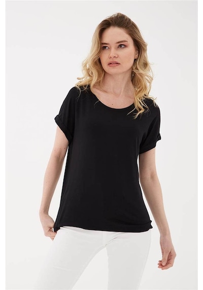 Fashion Friends Bisiklet Yaka Siyah Kadın Bluz 26y0194k1