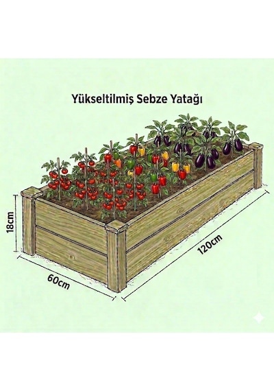 Ahşap Sebze Yatağı 60x120x18