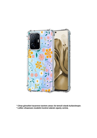 Huawei Mate 20 Lite Uyumlu Köşe Korumalı Antişok Kapak Çiçek Tasarımlı Şeffaf Kılıf