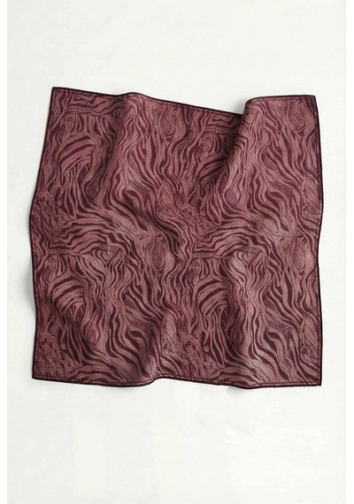 Silk Home Pamuk Karışımlı Eşarp Gül Kurusu Zebra Desen Soft Dokulu Kaymaz 90x90 Çok Renkli