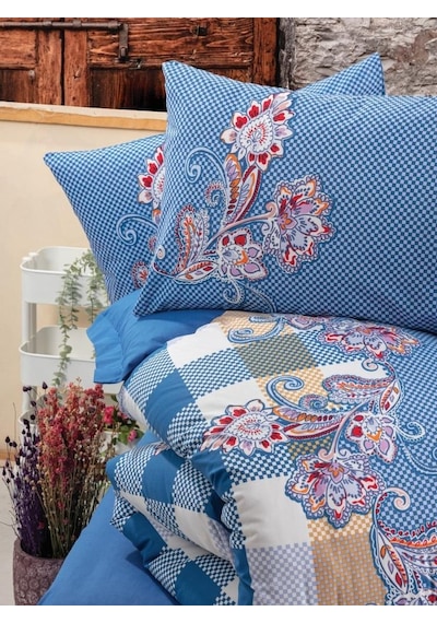 Cotton Box Alaçatı Çift Kişilik Nevresim Takımı Galano Lacivert