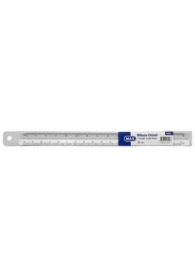Mas Üçgen Plastik Mikyas Cetveli 30 Cm 2262 Beyaz