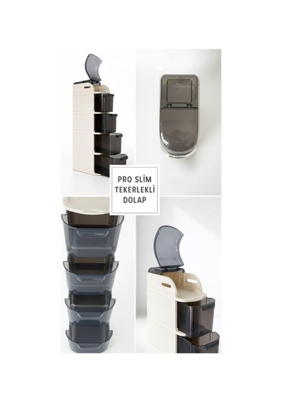 Pro Slim Tekerlekli Dolap, 4 Çekmeceli Banyo Mutfak Organizer, 95x20x38.5 Cm Kahverengi Ve Beyaz Pro Slim Tekerlekli Dolap, 4 Çekmeceli Banyo Mutfak Organizer, 95x20x38.5 Cm Kahverengi Ve Beyaz