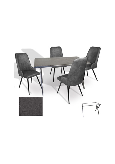 Anemon - Çırağan Masa Takımı Werzalit, Allzalit, Vermodin Tabla 80x120 - Grey Marble - Füme Çok Renkli