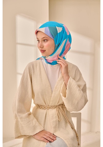 Silk Home Aura Eşarp 140001-12 Mavi, Somon, Pudra, Beyaz, Pembe