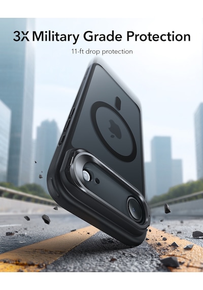 Esr Apple Uyumlu iPhone 17 Air Classic Hybrid Magsafe Standlı Kılıf - Kamera Kontrol Buton - Şeffaf Siyah Şeffaf Siyah