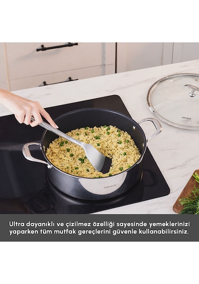 Karaca Plasma Steel 316+ 3Ply Yanmaz Yapışmaz Çelik Karnıyarık Tencere 30 cm