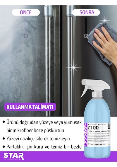 Paslanmaz Çelik Ve Krom Yüzeyler İçin Parlatıcı Ve Temizleyici 1000 Ml