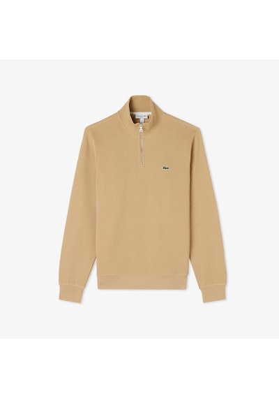 Lacoste Men's Classic Fit Neck Zip Sweatshirt Yarım Fermuarlı Yüksek Yaka Pamuklu Sweatshirt Bej