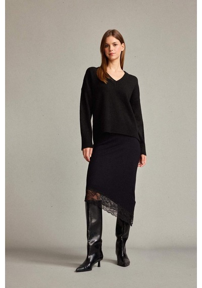 Defacto Slim Fit Dar Kesim Normal Bel Midi Etek G6622ax25wnbk81 Siyah-bk81