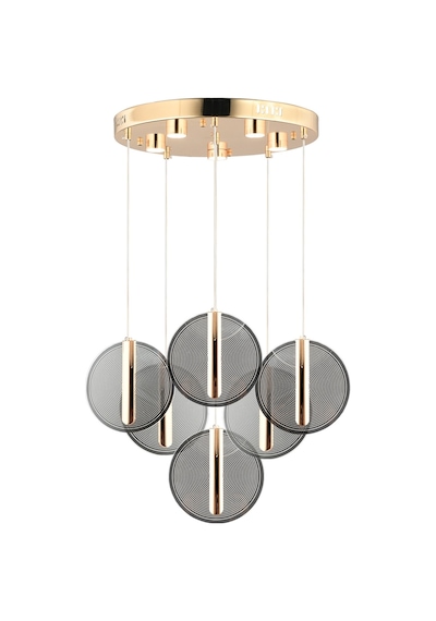 Dustin 6'lı Yuvarlak 3 Renk 80 Watt Gold Kristal Ledli Modern Oturma Odası Salon Sarkıt Avize Diğer