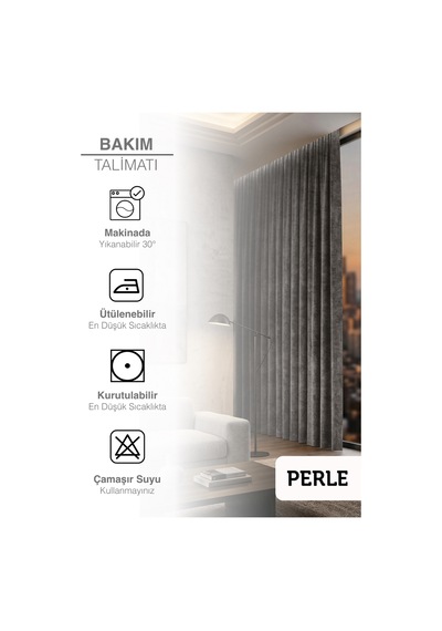 Br Demor Home 1/2 Sık Pile Duman Grisi Kadife Dokulu Fon Perde Ütü İstemez En Çok Satılan