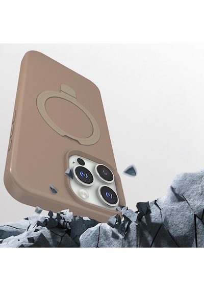 Apple Uyumlu iPhone 17 Pro Max Kılıf M-safe Şarj Özellikli Standlı Zore Samara Kapak Titanyum-gri