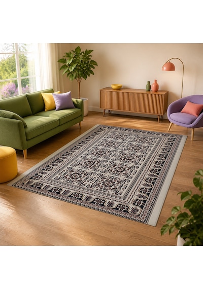 Kartela Halı Afgan Halı Jüt Taban Dokuma Halı Açık Gri - 100 X 150 Cm