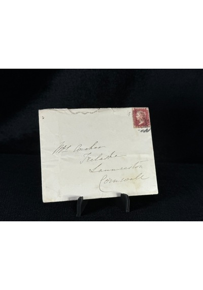 İngiltere Klasik Dönem 1872 Victoria Dönemi Red Penny Pullu Zarf Postadan Geçmiş Varış Damgalı