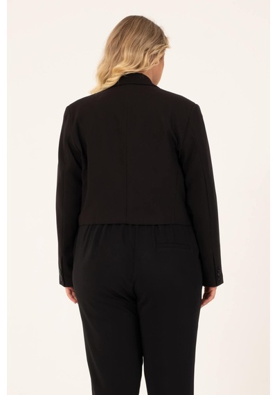Myline Astarlı Blazer Crop Ceket - Siyah