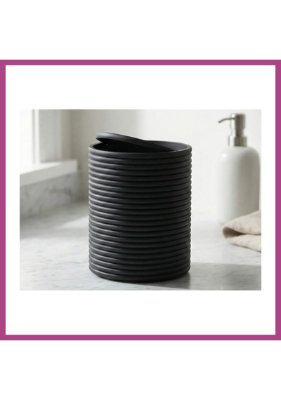 Gees Global 3d Baskı Mini Yivli Çöp Kutusu Sallanır Kapaklı Masaüstü Banyo Makyaj Masası Kovası 12x9 Cm Antrasit Gbzs