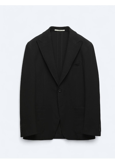 Kip Siyah Çizgili Modern Fit Ceket Siyah