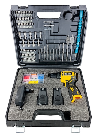 Steiner 88vf Kömürsüz Darbeli Çift Akülü Şarjlı Matkap 60 Nm Tork Armut Batarya 84 Parça Set Sarı
