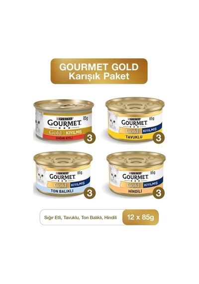 Gold Karışık Kedi Konserve Maması 85g X 12adet Ekonomik Paket