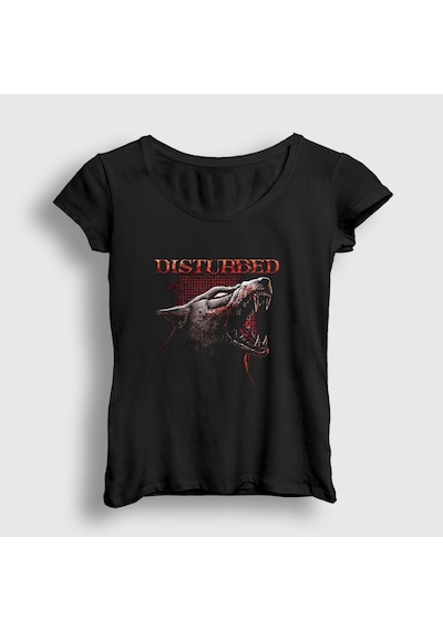 Presmono Kadın Wolf Disturbed T-shirt Siyah