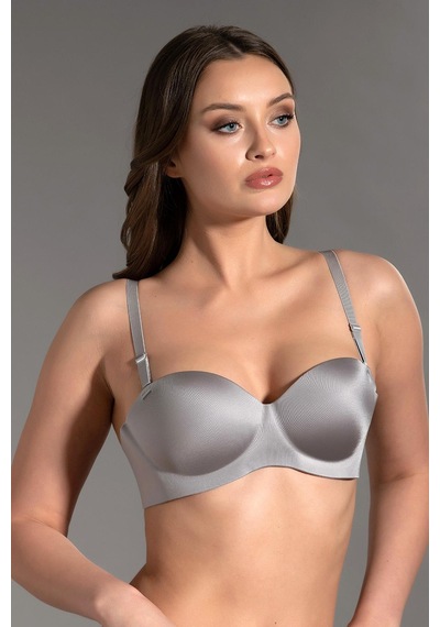 Cotonhause Kadın Straplez Lotus Lazer Kesim Push-up Gri Sütyen 336055 001