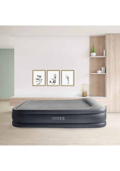 "INTEX Queen Deluxe Pillow Rest şişme yatak-Açık Gri-	Queen çift kişilik" Açık Gri