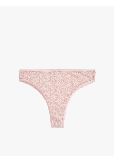 Koton Rahat Kalıp Normal Bel Dantelli Brazilian Külot Pembe 7wlk30098mk Gül