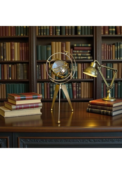 Vintage Armillary Küre Çalışma Odası Ve Kütüphane Dekoru