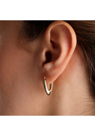 Sembol Gold Altın Küpe 14K 585 Parlak Damla Tasarım 2.0 Cm Zarif Küpe