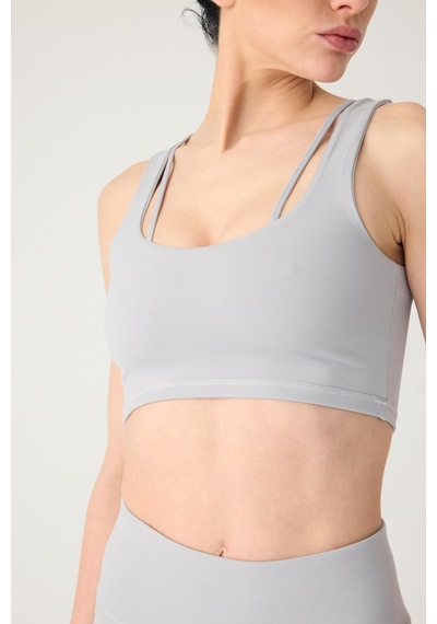 Normal People Nyra - Spor Bra / Şeftali Dokulu Peach Skin Kumaş Gri