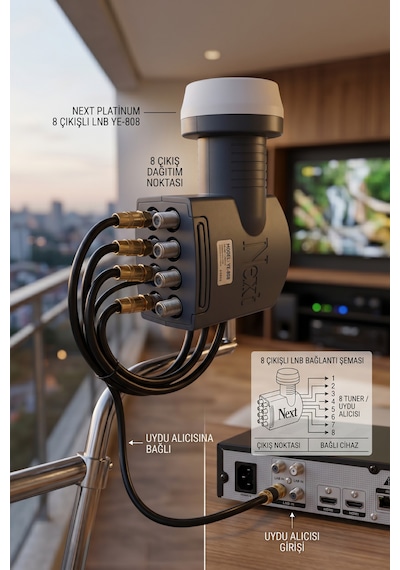 Next Nextstar Next Platinum Ye-808 Octo Sekiz Çıkışlı Lnb 4k Ve Full Hd Uyumlu