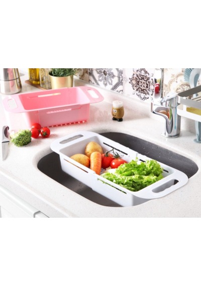 Boyutu Ayarlanabilir Pratik Evye Süzgeci Sürgülü Lavabo Süzgeci - Beyaz Plastik Diğer