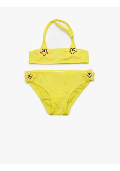 Koton Bikini Takım 2 Parça Yıldız Aplike Detaylı Sarı 6ykg86170gm