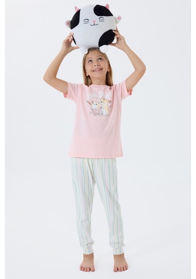Arnetta Kız Çocuk Pembe Pijama Takım Pembe