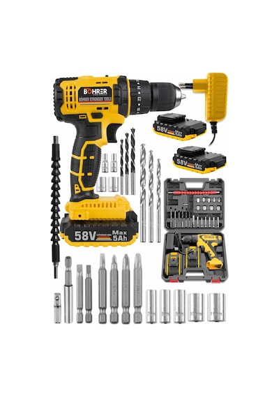 Böhrer Bh5803x Böhr 58v 5 Ah Pro Hummer Orange Çift Akülü Yüksek Torq +24 Vidalama Şarjlı Matkap Set