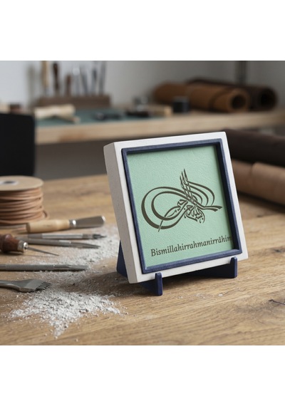Tuğra Besmele Modern Dekoratif Obje, Ev & Ofis İçin 10x10 Cm Minyatür Tasarım, Manevi Değerli Hediye