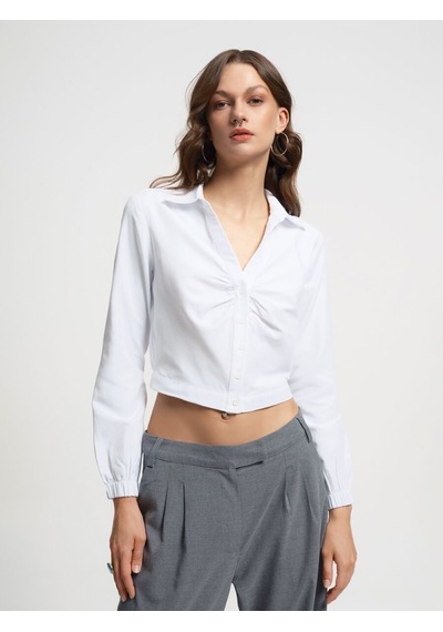 LOFT Crop Kadın Gömlek U.kol Lf2033279 Q1.v1 Beyaz
